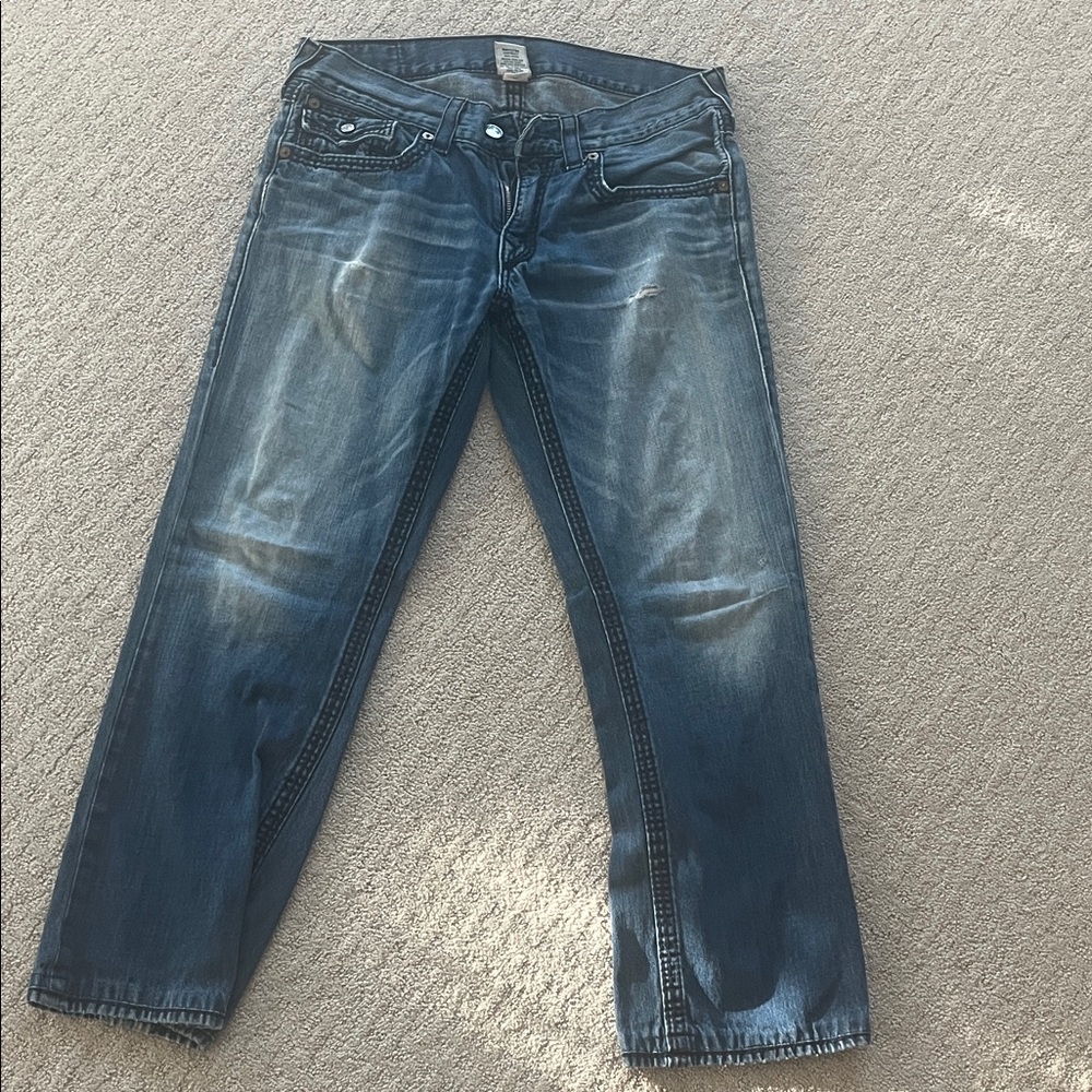 True Religion Men's Dark Blue Straight Jeans